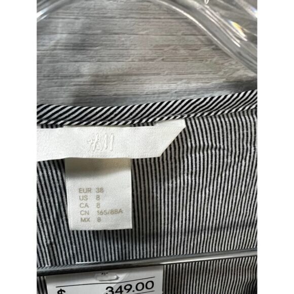 Linen Blend Tunic Shirt‎ Dress Black and White Pin Stripes Size 8 - Picture 4 of 6